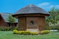 Wooden small house and blue sky