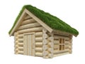 Wooden small house with grassy roof Royalty Free Stock Photo