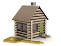 Wooden small house with a key.