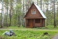 Wooden small house in a wood Royalty Free Stock Photo