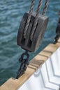 Wooden block on sailboat Royalty Free Stock Photo