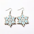 Wooden Snowflake Drop Earrings In Dark White And Sky-blue