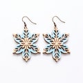 Wooden Snowflake Earrings: Blue Star Tiara Design