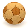 Wooden soccer ball on white Royalty Free Stock Photo