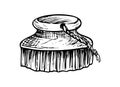 Wooden soft body Brush vector illustration. Hand drawn sketch of cosmetic accessory for dry scrub or skin care in line