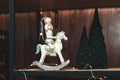 A wooden soldier in a Christmas theme, a statue for room decoration