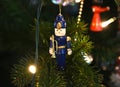 Wooden soldier. Wooden Christmas tree toy.