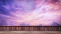 Wooden Space With Purple Sky Background - Vray 8k Resolution Royalty Free Stock Photo