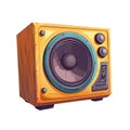 Wooden speaker box with large woofer and control knobs a retro music vibe Royalty Free Stock Photo