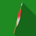 Wooden spear with metal tip.Mongol Tatar national weapon.Mongolia single icon in flat style vector symbol stock