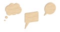 Wooden speech bubbles. Plywood text boxes. Isolated vector illustration Royalty Free Stock Photo
