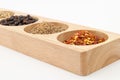 Wooden Spice Rack Filled with Spices