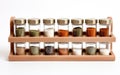 Wooden Spice Rack on White Background