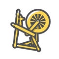 Wooden spinning wheel Vector icon Cartoon illustration. Royalty Free Stock Photo