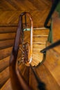 Wooden spiral staircase in old building, Paris, France Royalty Free Stock Photo