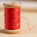 Red of the thread. The background is softly blurred emphasizing Royalty Free Stock Photo