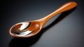 Highly Polished Wood Spoon On Black Background