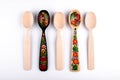 Hand painted wooden spoon. spoon on a white background Royalty Free Stock Photo
