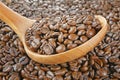 Wooden spoon coffee beans