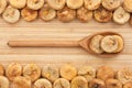 Wooden spoon with dried figs Royalty Free Stock Photo