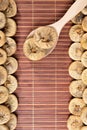 Wooden spoon with dried figs Royalty Free Stock Photo