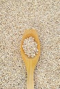 Wooden spoon and dried pearled barley Royalty Free Stock Photo