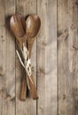 Wooden spoon with a fork Royalty Free Stock Photo