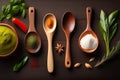 Wooden Spoon and Fresh Ingridients Generative AI