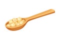 Wooden Spoon Full of Dry Beige Chickpeas Vector Illustration