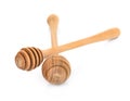 Wooden Spoon honey on white background