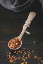 Wooden spoon with Middle Eastern spice mixture. Baharat Royalty Free Stock Photo