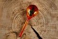 A wooden spoon painted in Khokhloma style - a traditional ancient Russian handicraft Royalty Free Stock Photo