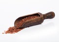 Wooden spoon of raw organic red rice on white background. Healthy food Royalty Free Stock Photo