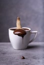 dripping spoon of melted chocolate Royalty Free Stock Photo