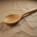 Wooden spoon with a smooth, rounded bowl and a gently tapering handle, crafted Royalty Free Stock Photo