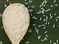 Wooden Spoonful of Dried Long Grain Rice Royalty Free Stock Photo