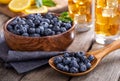 Wooden Spoonful of Fresh Blueberries Royalty Free Stock Photo