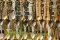 Traditional handmade wooden spoons, specific from Romania Royalty Free Stock Photo