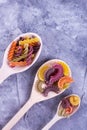 Wooden spoons with pasta Royalty Free Stock Photo