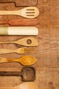 Wooden spoons on a rustic wooden table