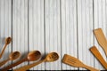 Wooden Spoons and Spatulas Flat Lay Royalty Free Stock Photo