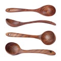 Wooden spoons on white background, collage. Cooking utensil