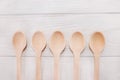 Wooden spoons on white boards