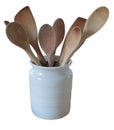 Wooden spoons in white jug Royalty Free Stock Photo