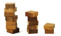 Wooden square figures in pyramid isolated