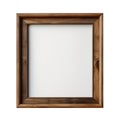 Wooden square frame isolated on transparent white background, 2:3 ratio square painted natural brown wooden frame