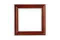 Wooden square  mahogany frame isolated on white background Royalty Free Stock Photo