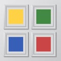 Wooden square picture frames color rainbow set for your web design