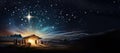 Wooden Stable at Dark Starry Night Royalty Free Stock Photo