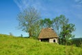 Wooden stable with thatched roof Royalty Free Stock Photo